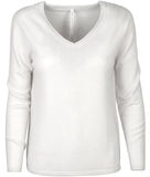 Cashmere V-neck m. rullekant - Sigrid
