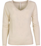 Cashmere V-neck m. rullekant - Sigrid